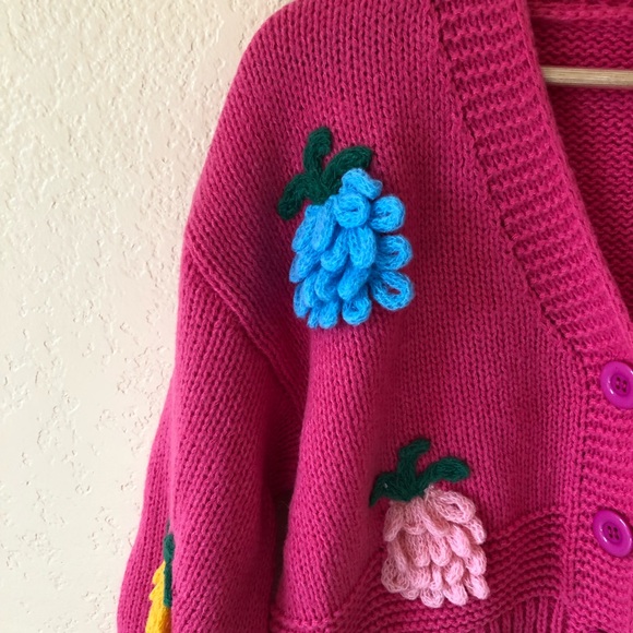 Hot Pink Lolita Cardigan Sweater Handmade One Size - Picture 4 of 8